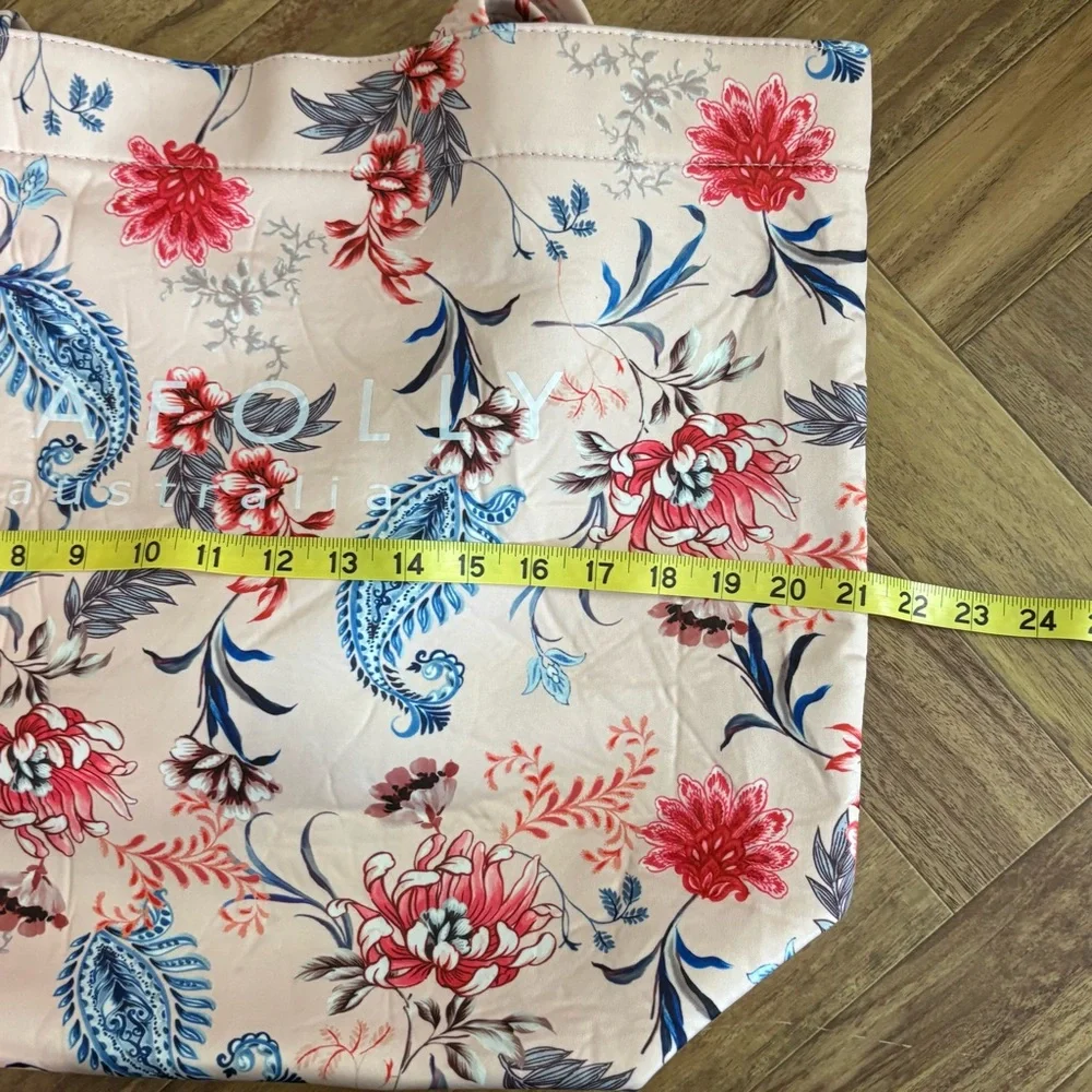 Seafolly Australia Women’s Large Pink Tote Bag Blue Red Floral Pattern butter